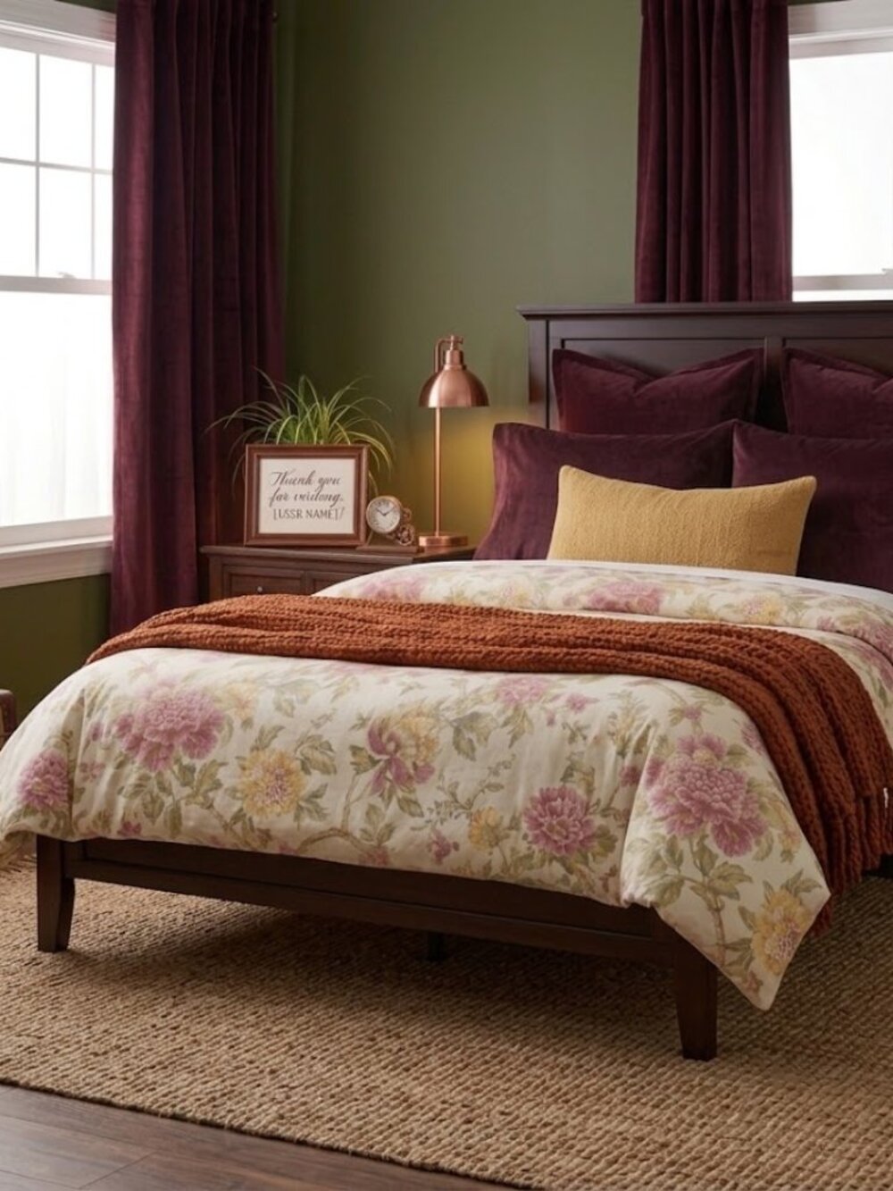 Pottery Barn Full/Queen Duvet Cover Jacobean Peony Floral Pink Yellow Cotton